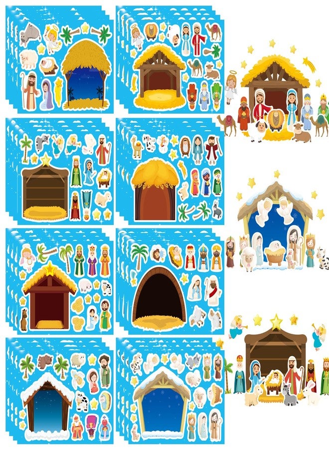 DUJAA Christmas Nativity Stickers for Kids, Make a Nativity Scene Kit, Jesus Birth Stickers, Christmas Crafts for Kids, Christian Religious Bible Scene Party Favor Home Classroom Activity - Image 1